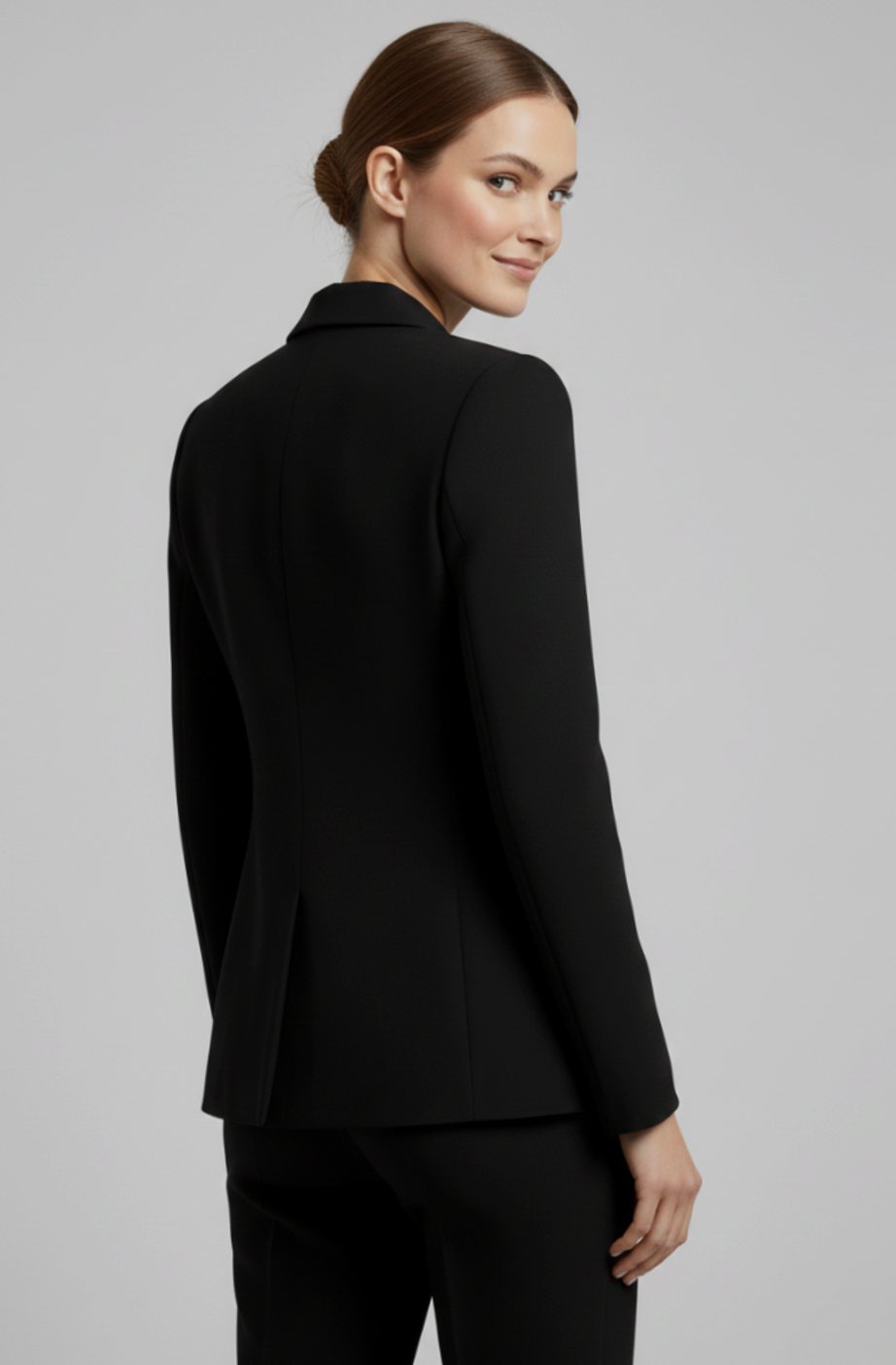 Women's Double-Breasted Gold-Button Tailored Blazer, Black