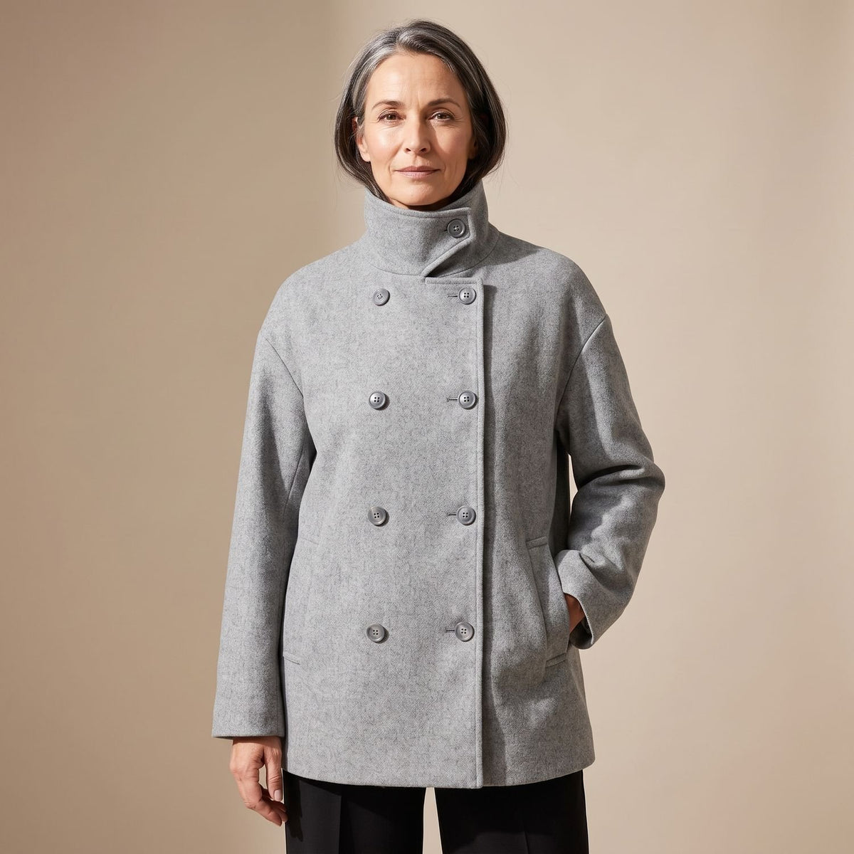 Women's Double-Breasted Wool-Blend Oversized Pea Coat