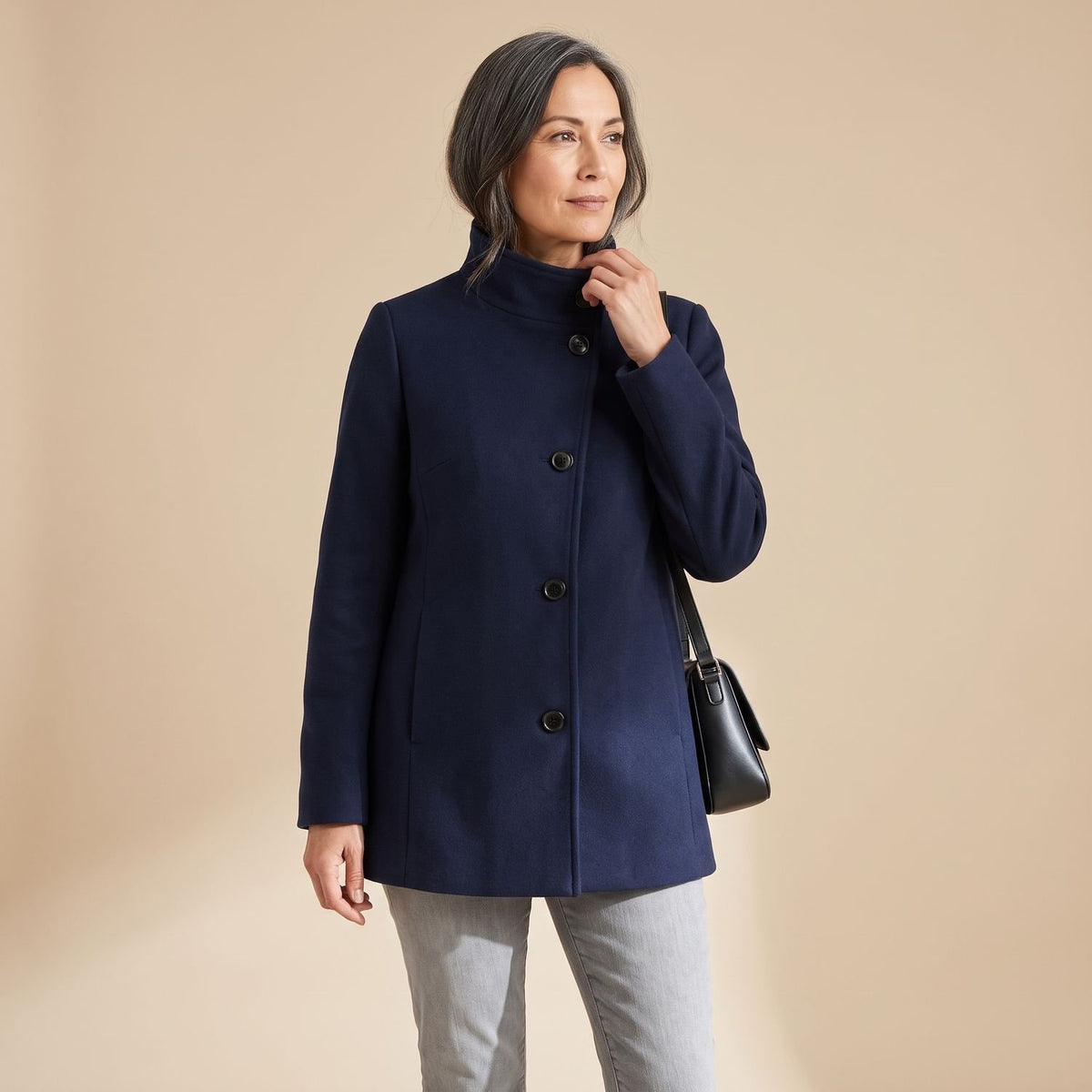 Women's Double-Breasted Wool-Blend Oversized Pea Coat