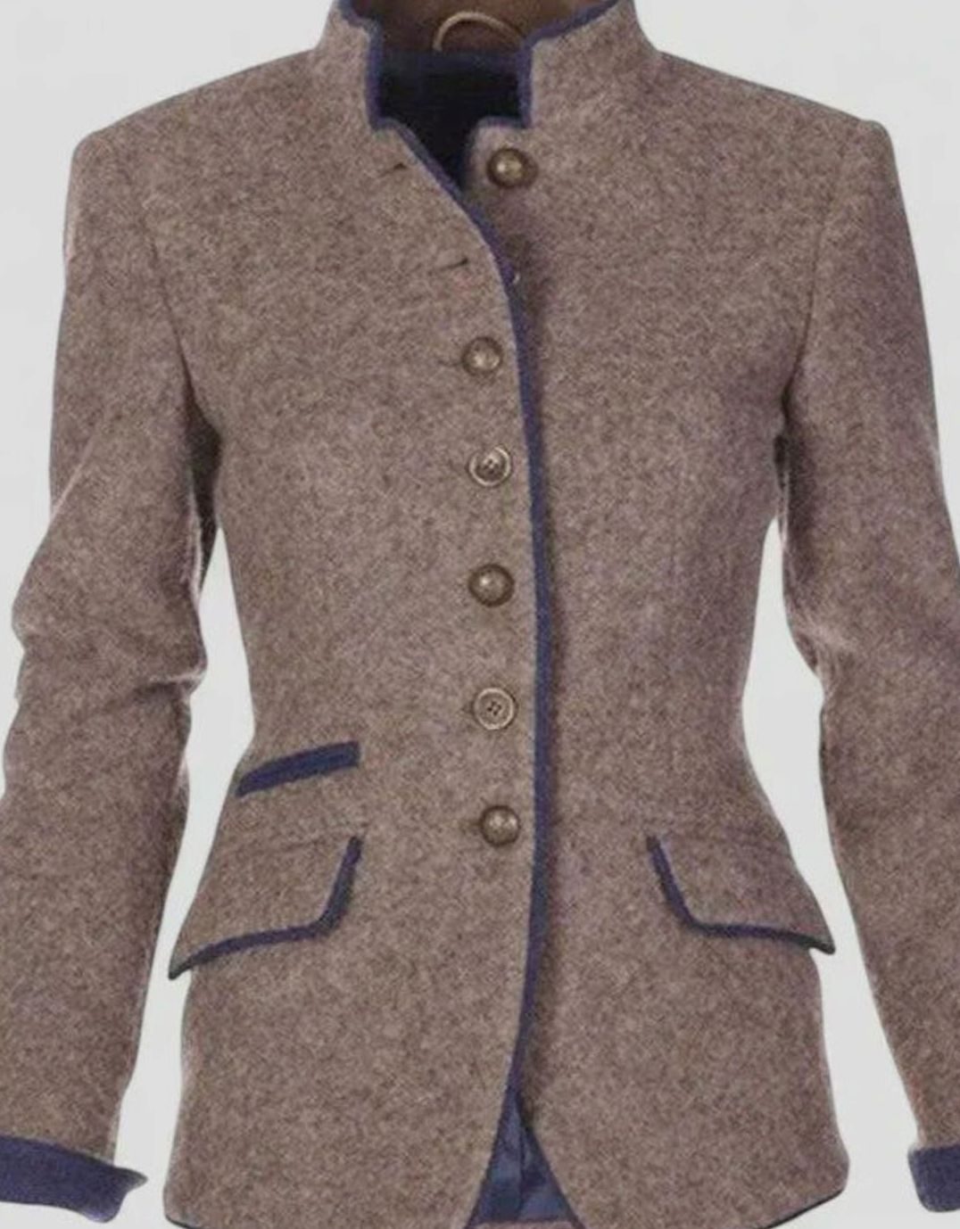 Women's Elegant Button-Up Stand-Collar Blazer Cardigan
