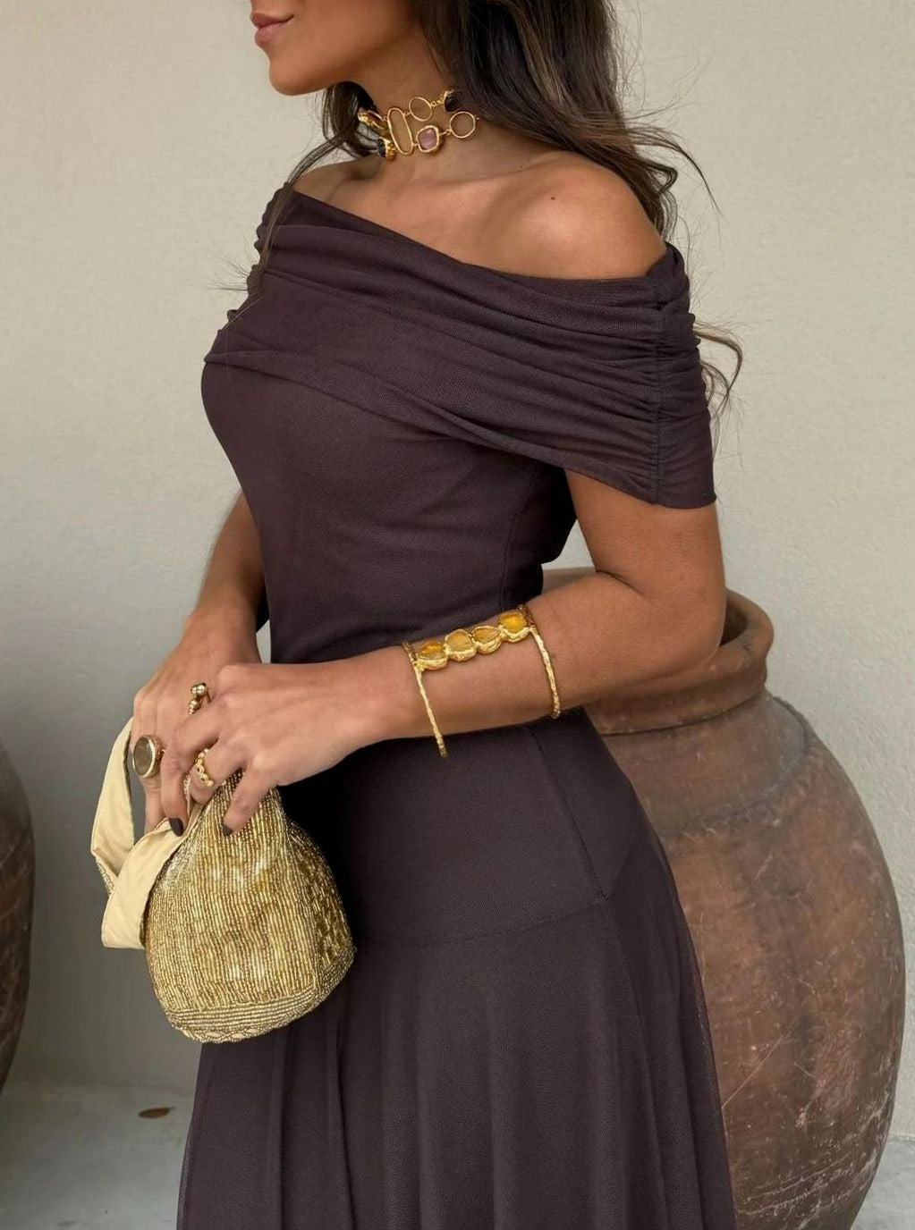 Women's Elegant Off-Shoulder Maxi Party Dress