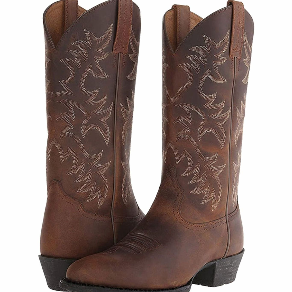 Women's Embroidered Western Cowboy Boots Low Block Heel