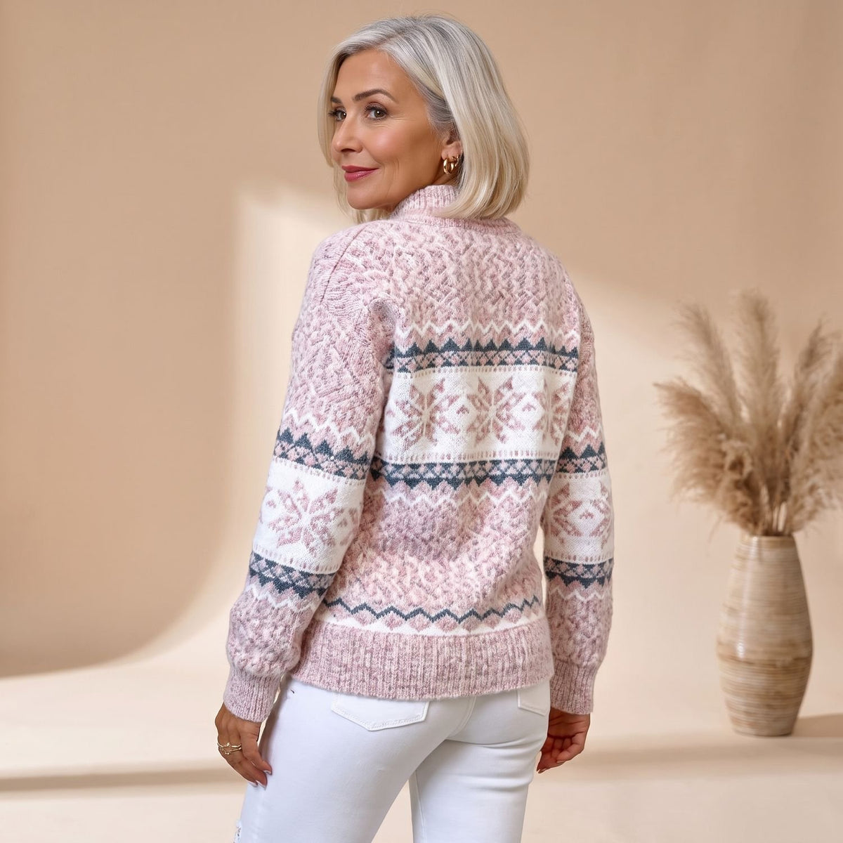Women's Fair Isle Jumper Snowflake Knitted Pullover
