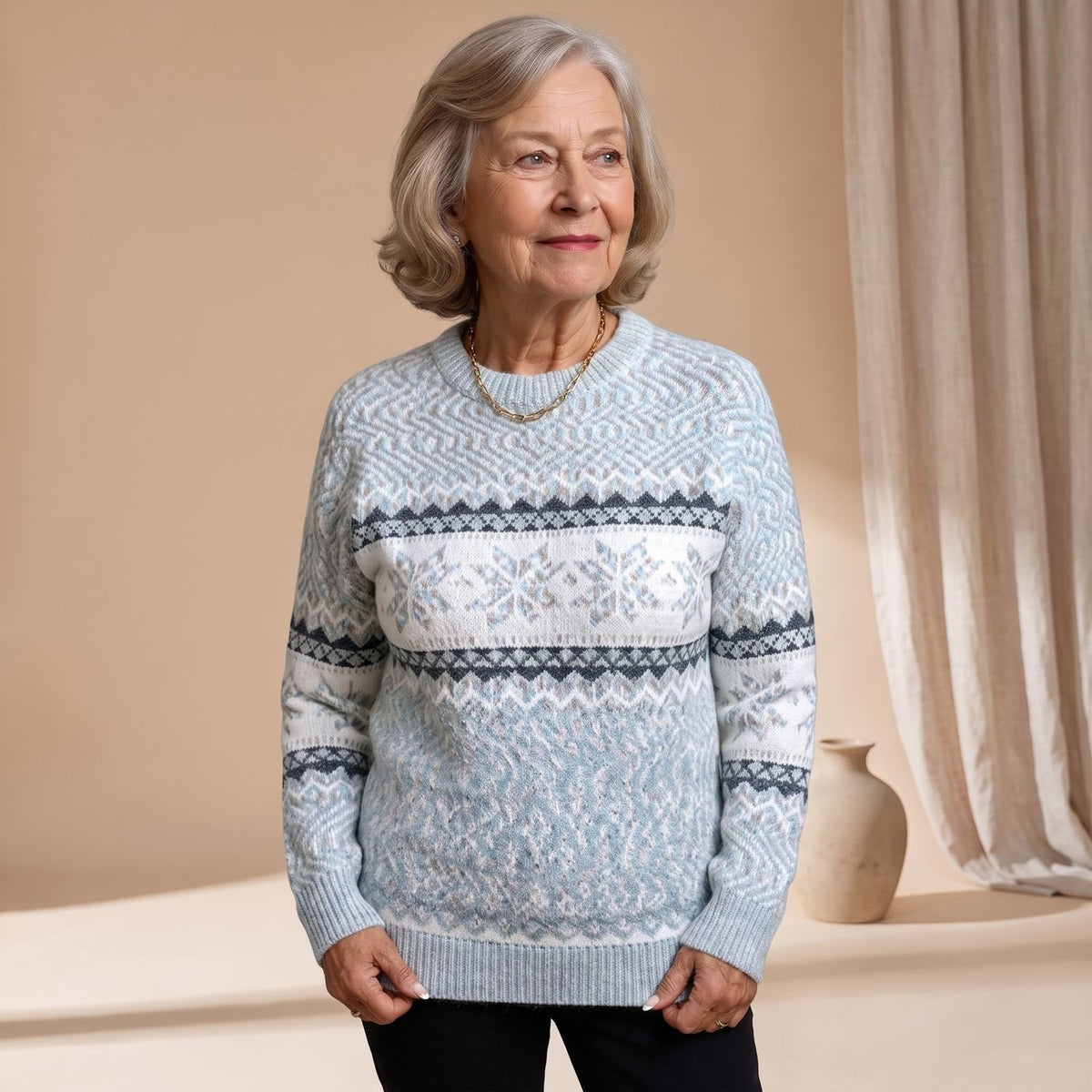 Women's Fair Isle Jumper Snowflake Knitted Pullover