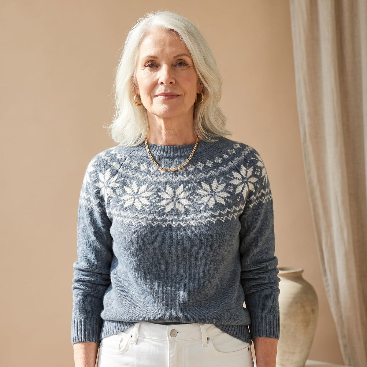 Women's Fair Isle Jumper Snowflake Knitted Pullover