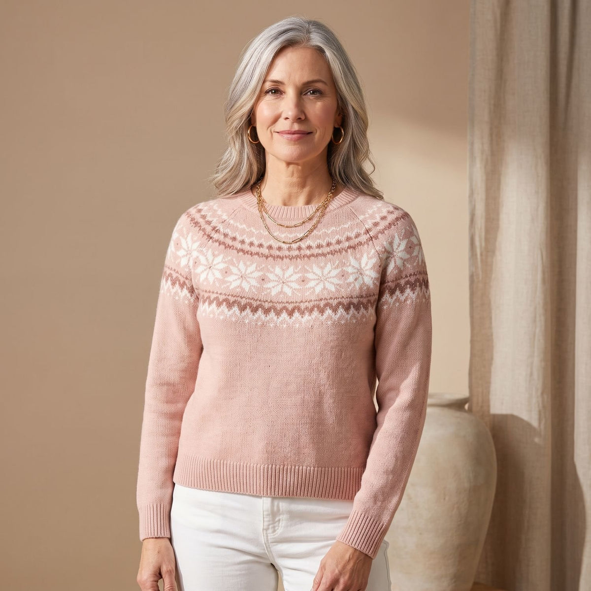 Women's Fair Isle Jumper Snowflake Knitted Pullover