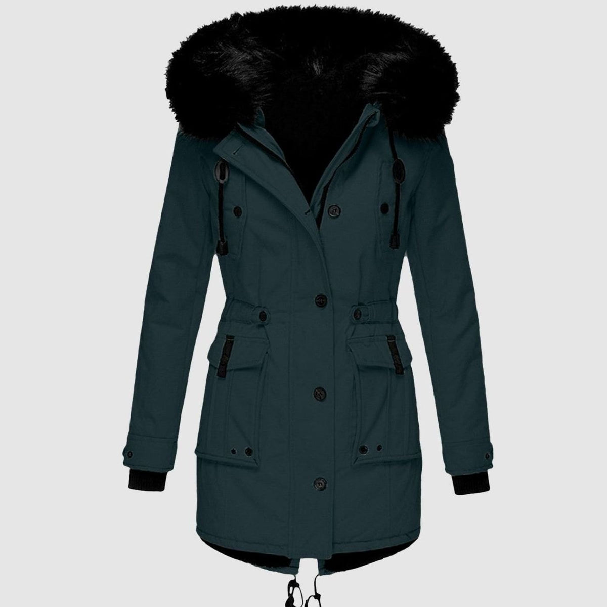 Women's Faux Fur Hooded Fleece-Lined Winter Parka