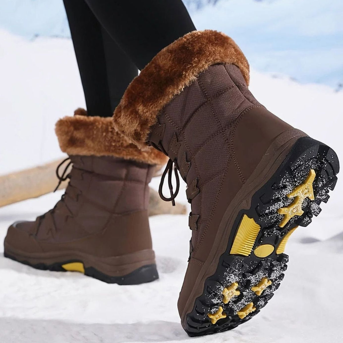 Women's Faux Fur Lined Lace-Up Mid-Calf Snow Boots