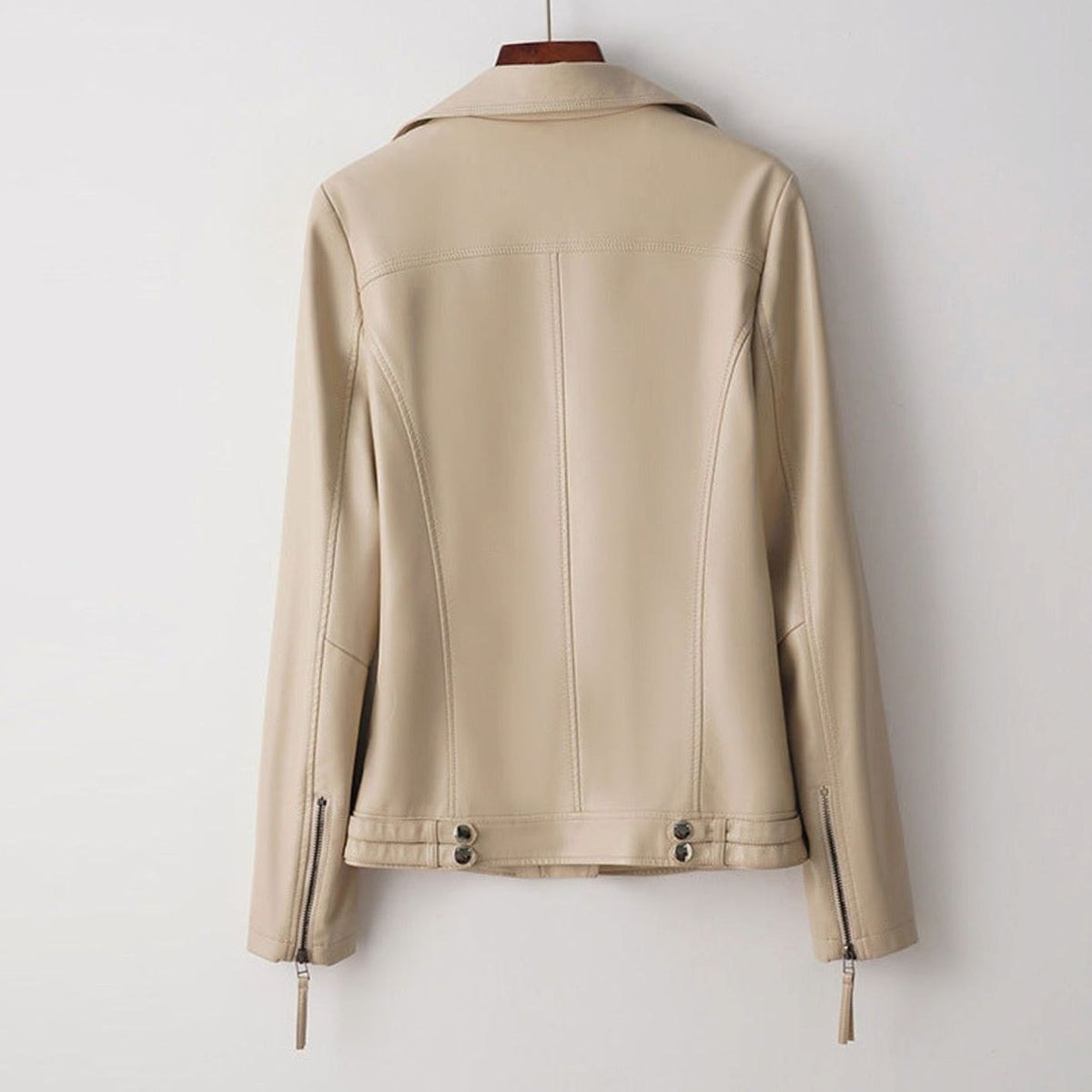 Women's Faux Leather Zip-Up Biker Jacket Structured Feminine Fit