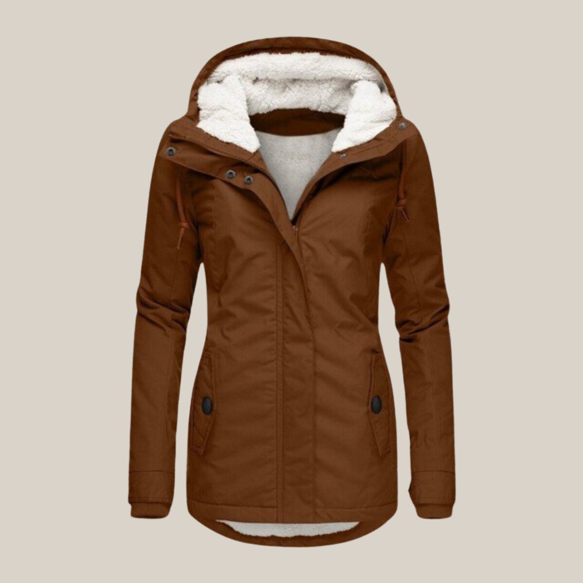 Women's Fleece-Lined Hooded Quilted Jacket Windproof Winter Coat