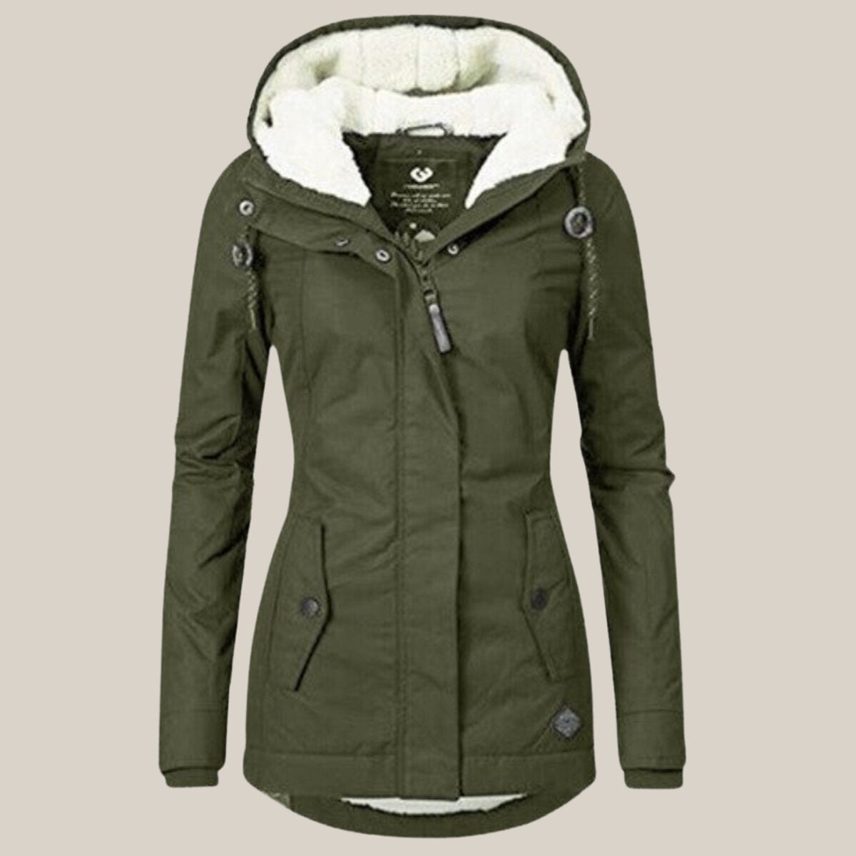 Women's Fleece-Lined Hooded Quilted Jacket Windproof Winter Coat