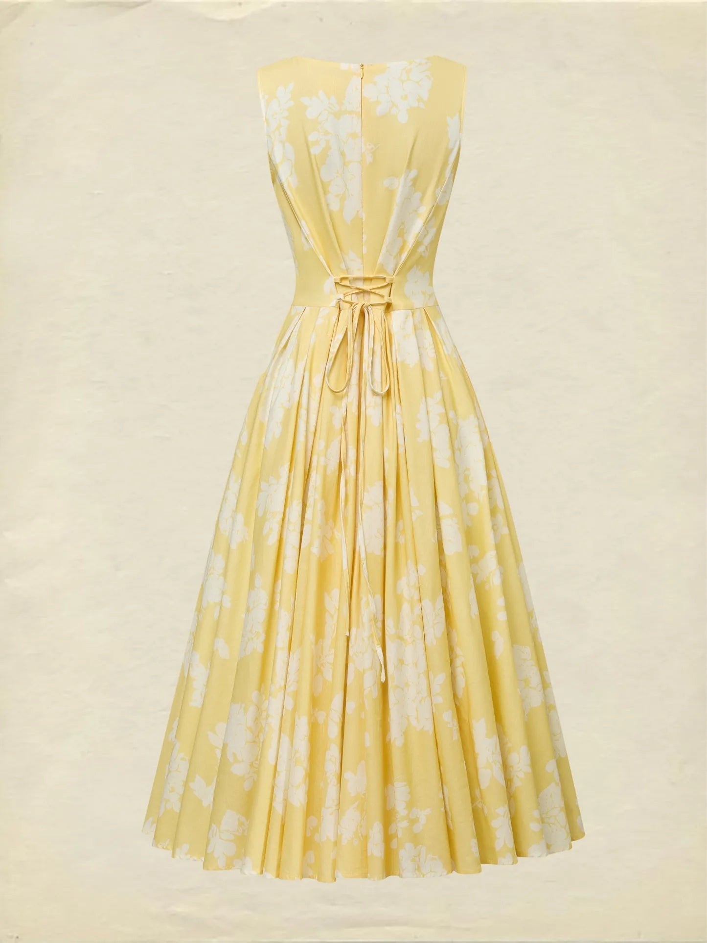 Women's Floral Pleated A-Line Sleeveless Midi Dress