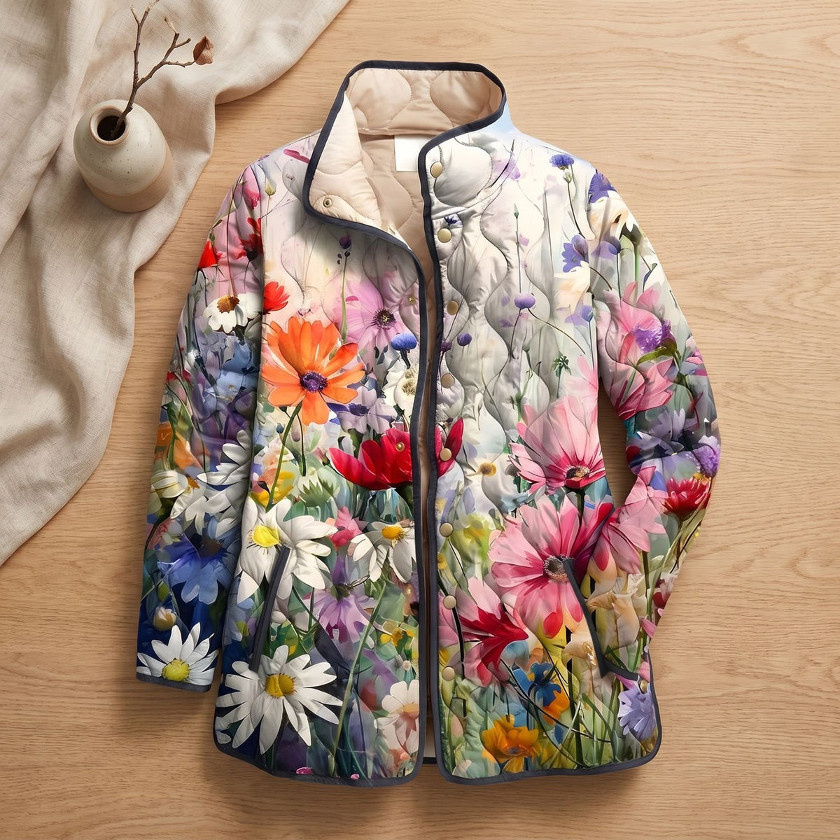 Women's Floral Print Lightweight Quilted Jacket