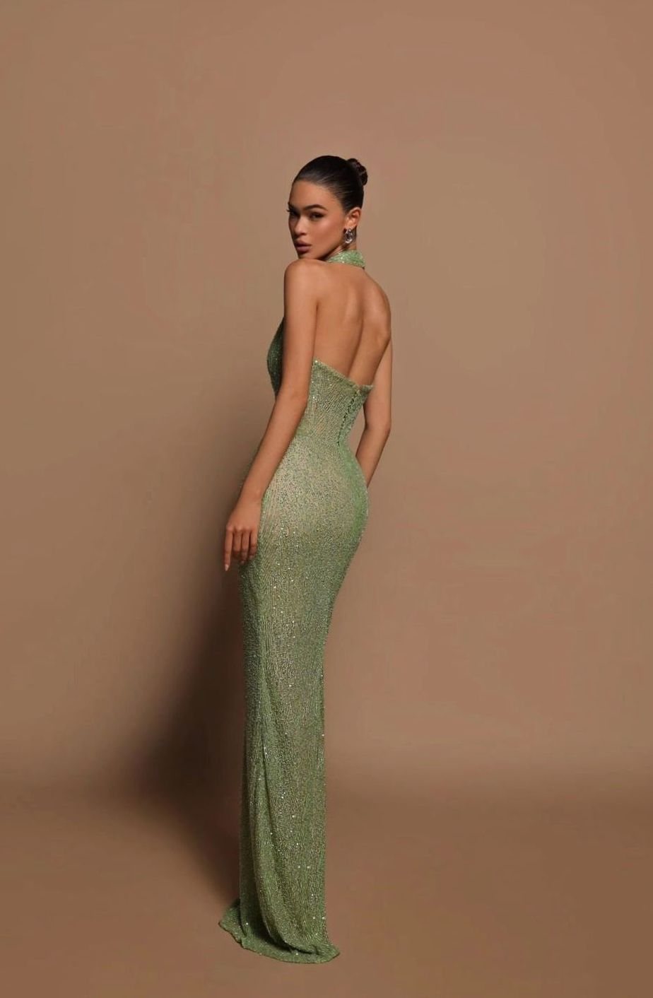 Women's Glitter Halter-Neck Bodycon Christmas Party Dress