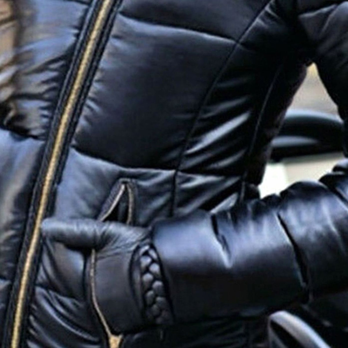 Women's Glossy Quilted Down Parka Faux Fur Hood Winter Puffer