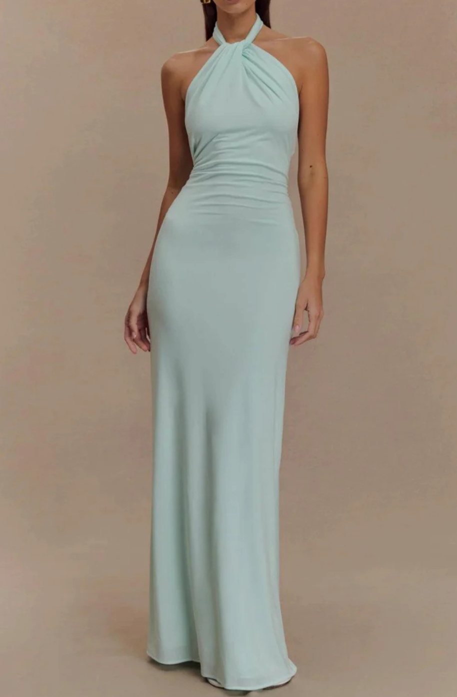 Women's Halter-Neck Open-Back Bodycon Maxi Party Dress