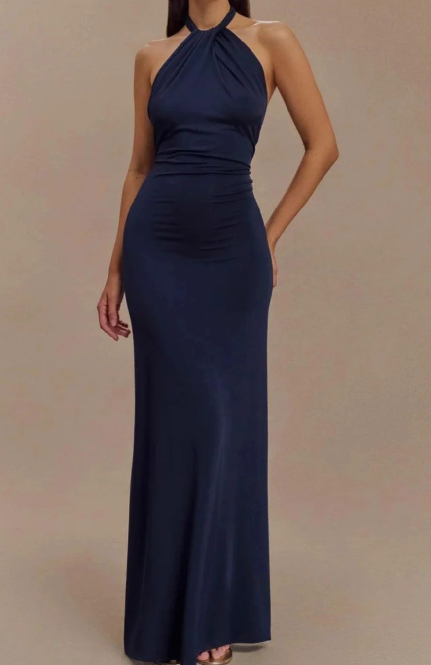 Women's Halter-Neck Open-Back Bodycon Maxi Party Dress