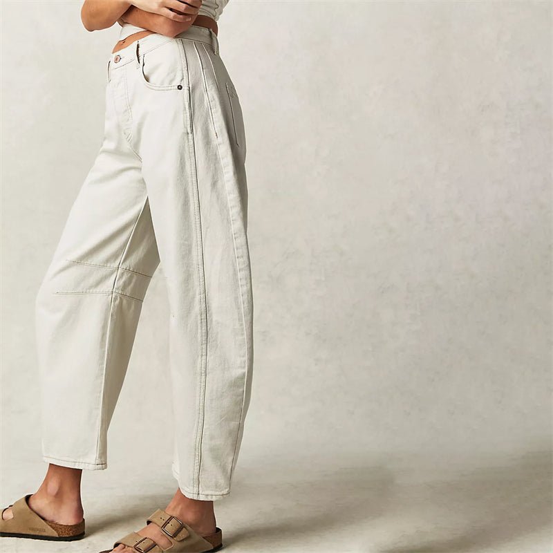 Women's High-Rise Barrel-Leg Acid-Wash Wide-Fit Jeans