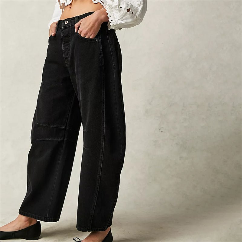 Women's High-Rise Barrel-Leg Acid-Wash Wide-Fit Jeans