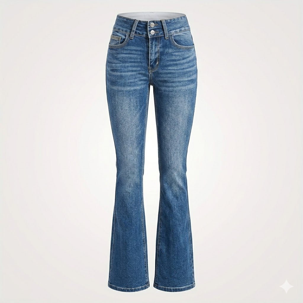 Women's High-Waist Sculpted Flare Jeans Full Length Denim
