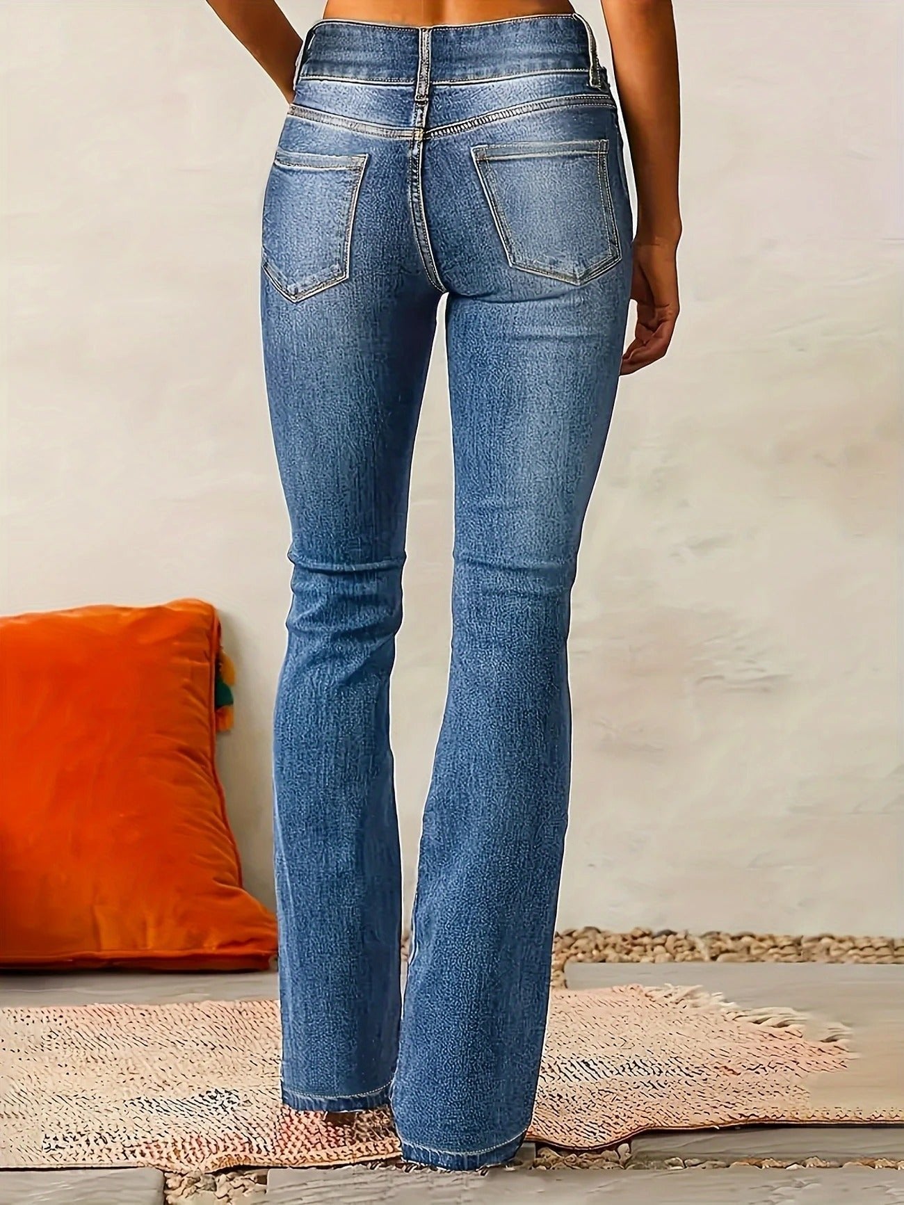 Women's High-Waist Sculpted Flare Jeans Full Length Denim