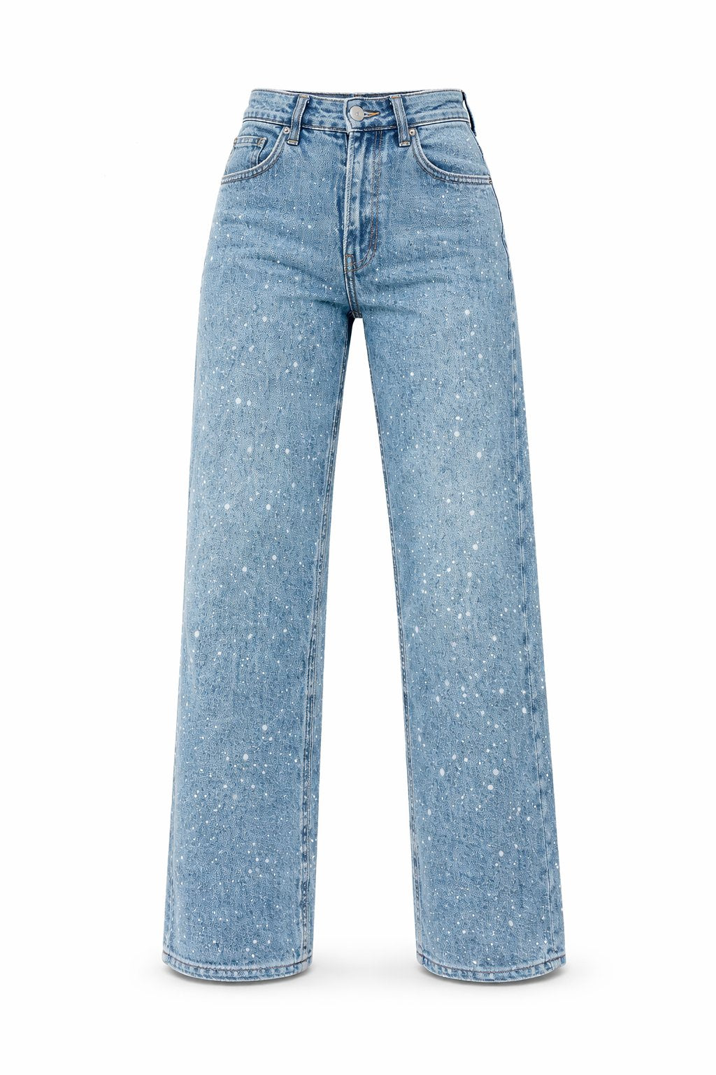 Women's High-Waist Straight-Leg Glitter Denim Jeans