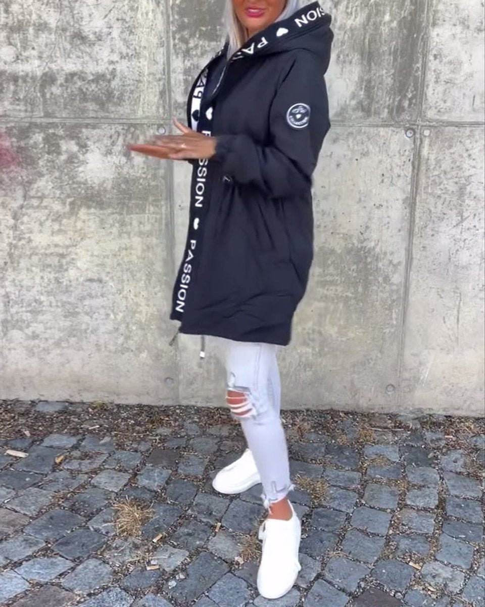 Women's Hooded Drawstring Relaxed-Fit Midi Parka Coat
