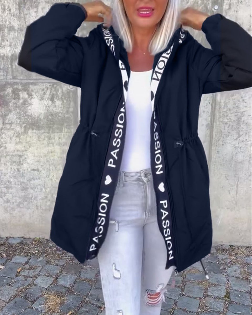 Women's Hooded Drawstring Relaxed-Fit Midi Parka Coat