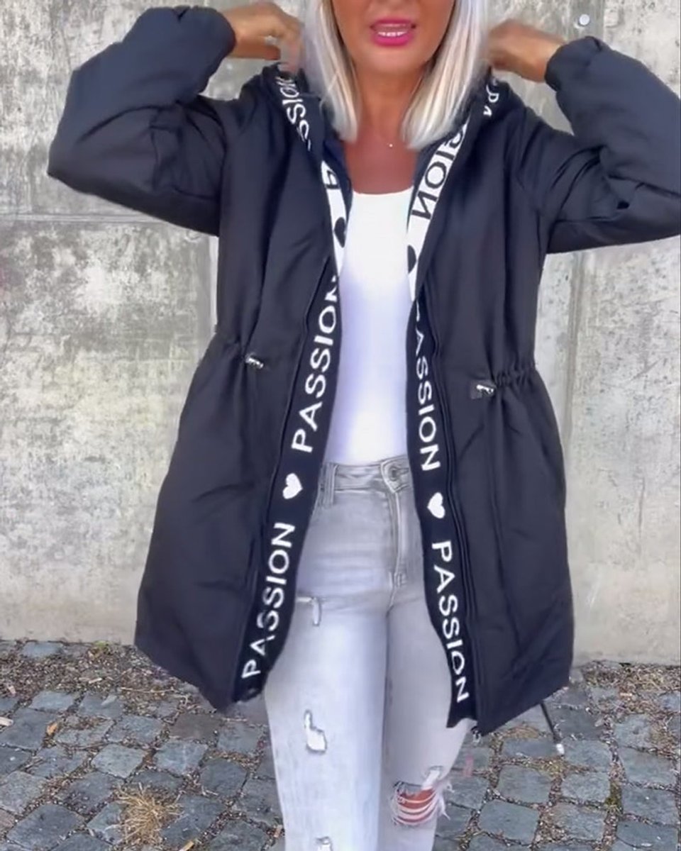 Women's Hooded Drawstring Relaxed-Fit Midi Parka Coat