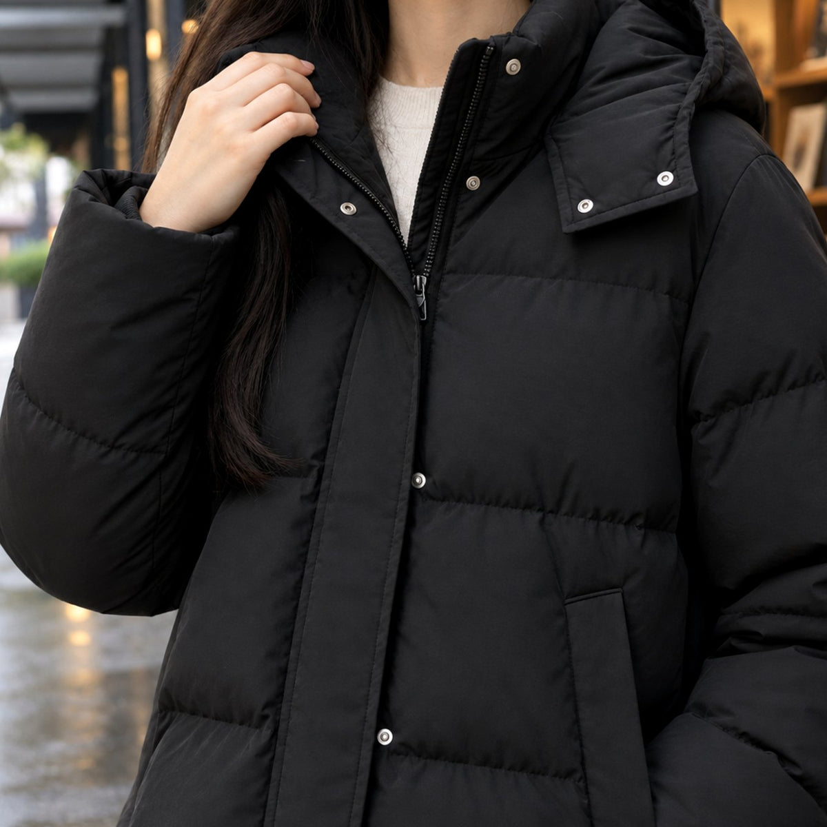 Women's Hooded Quilted Puffer Jacket Loose Fit