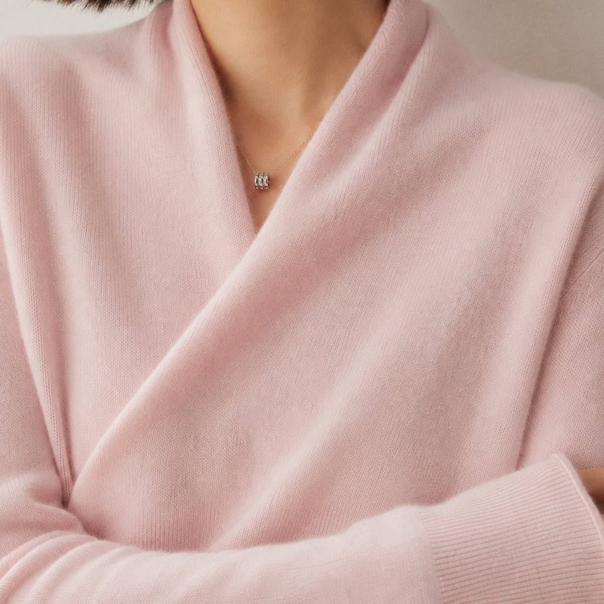 Women's Knitwear Cashmere Blend Crossover Shawl Neck Jumper