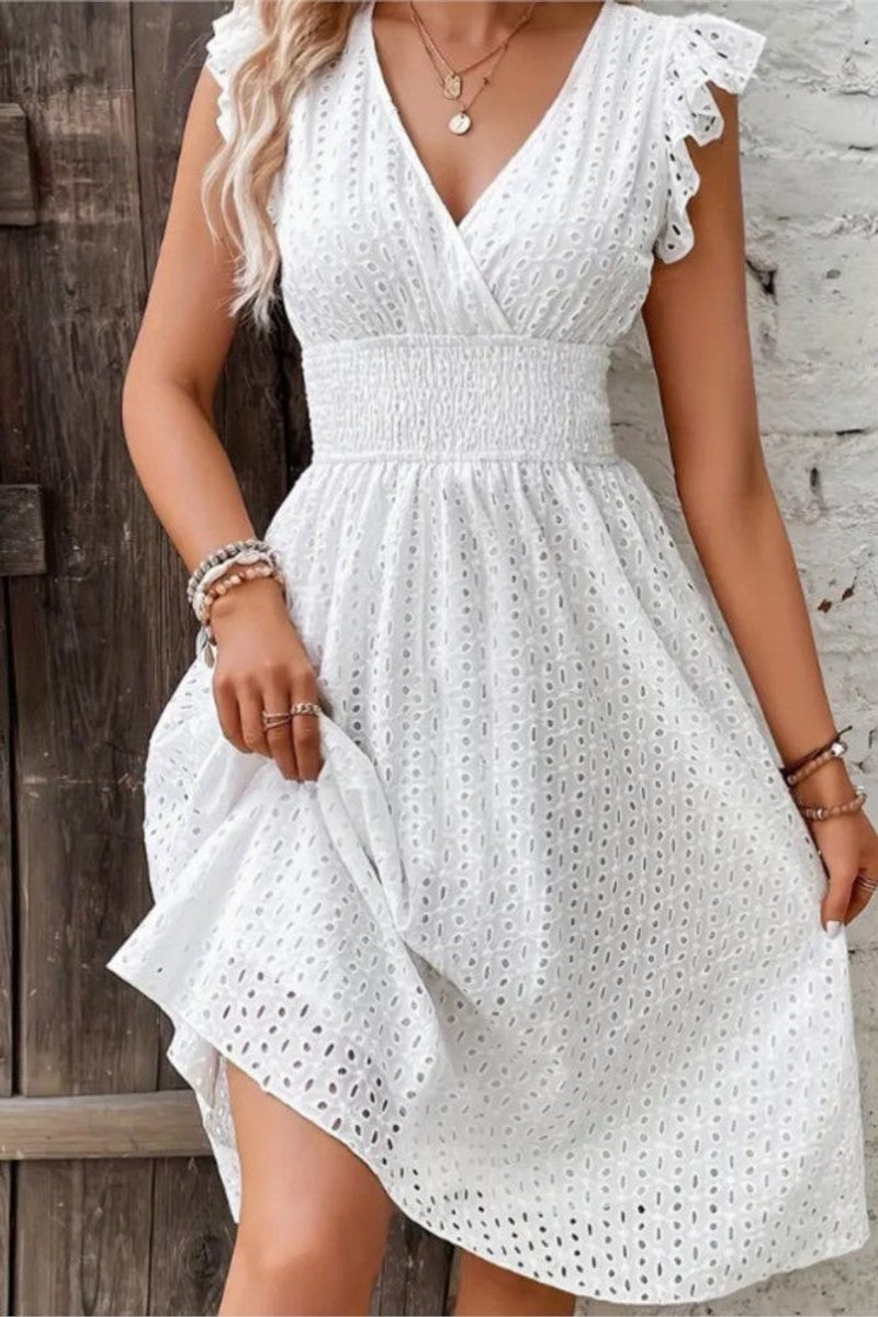 Women's Lace-Trim Spaghetti-Strap Swiss-Dot Cocktail Dress