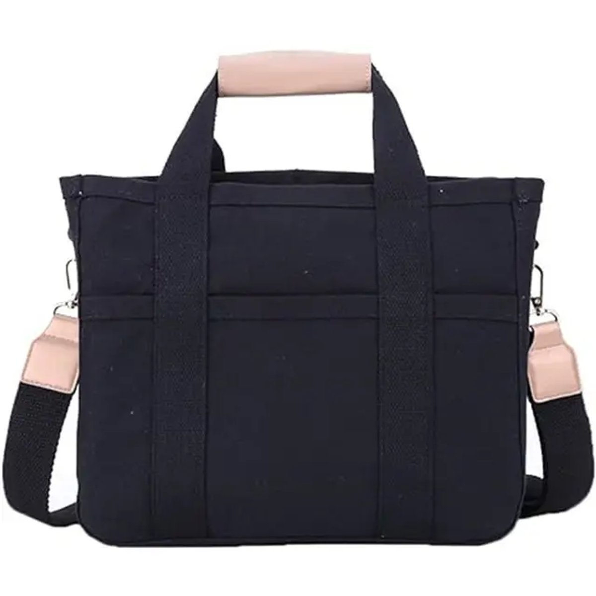 Women's Large-Capacity Multi-Pocket Crossbody Canvas Tote Bag - Schwarz