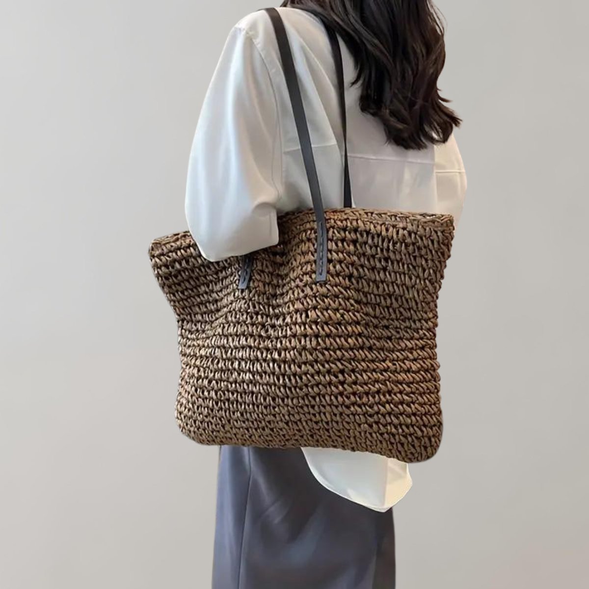 Women's Large Woven Raffia Bohemian Shoulder Tote Bag