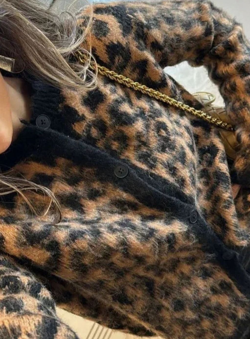 Women's Leopard Print Long-Sleeve Button-Up Cardigan