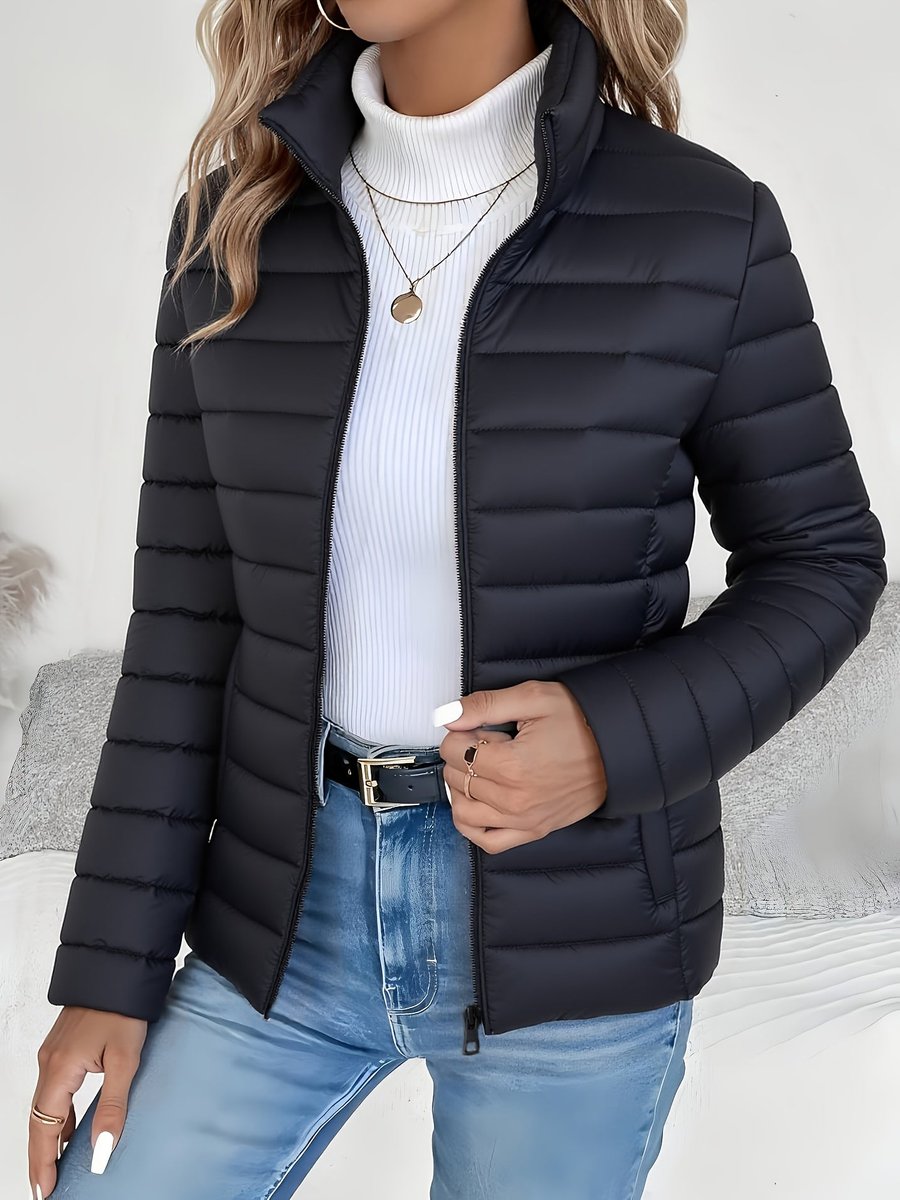 Women's Lightweight Quilted Zip-Up Puffer Coat - Black