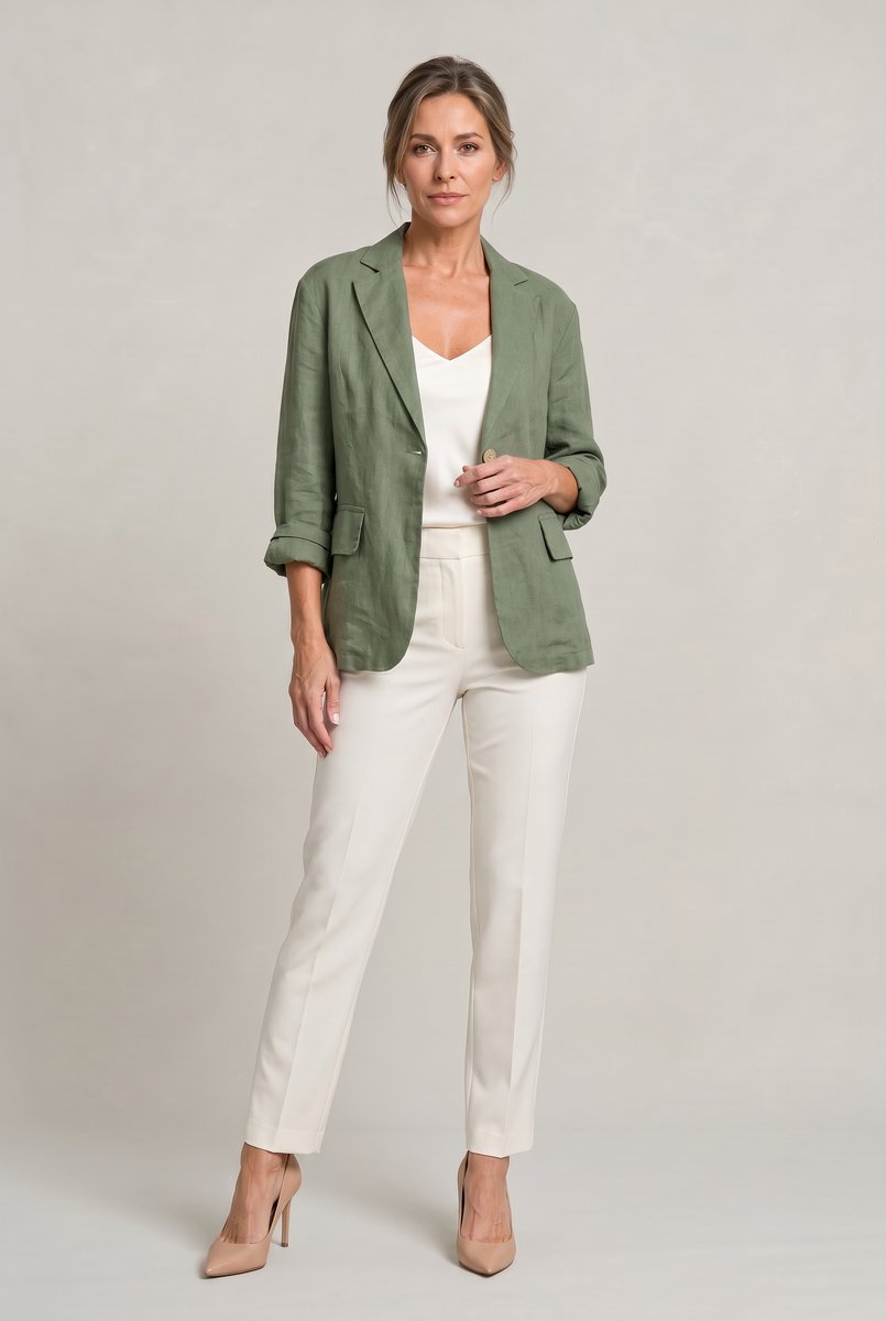 Women's Lightweight Single-Button Relaxed-Fit Summer Coat Blazer