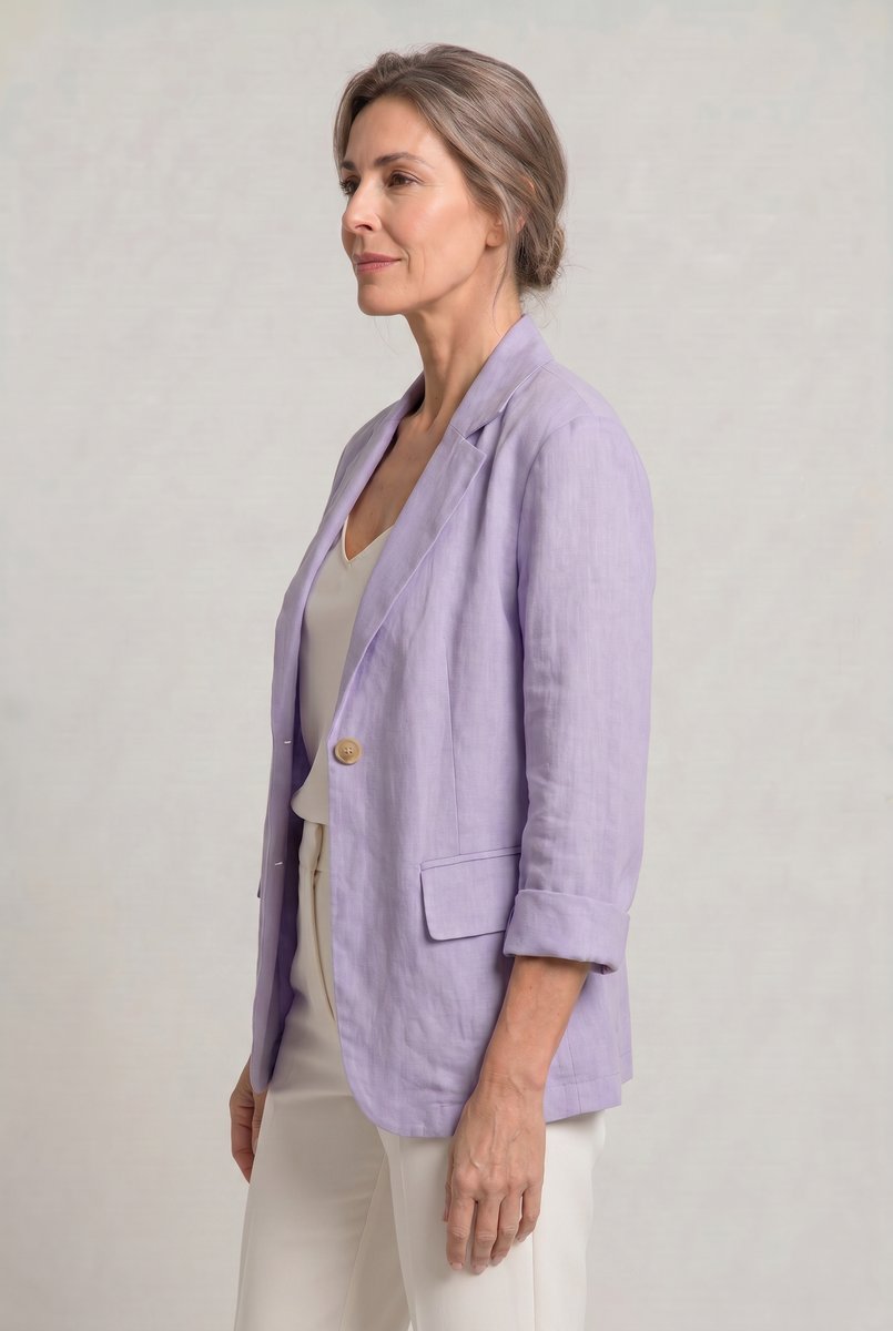 Women's Lightweight Single-Button Relaxed-Fit Summer Coat Blazer