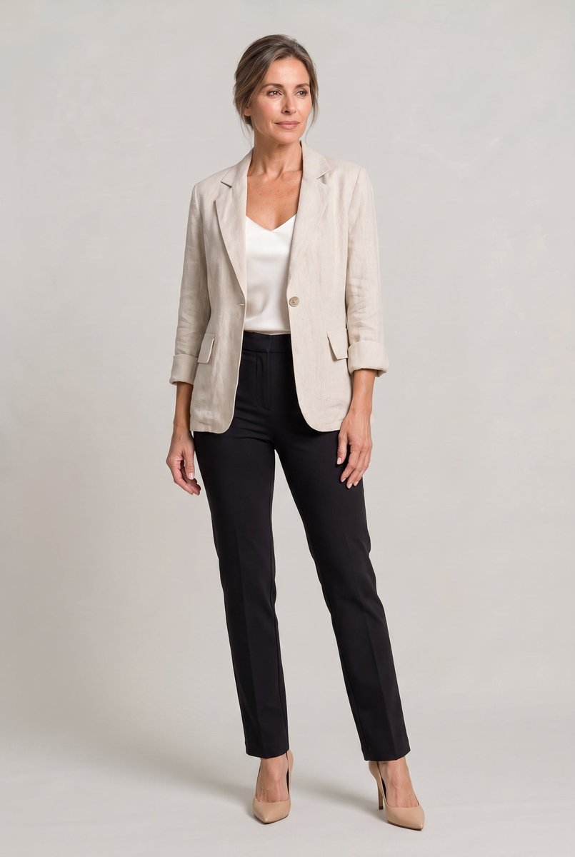 Women's Lightweight Single-Button Relaxed-Fit Summer Coat Blazer