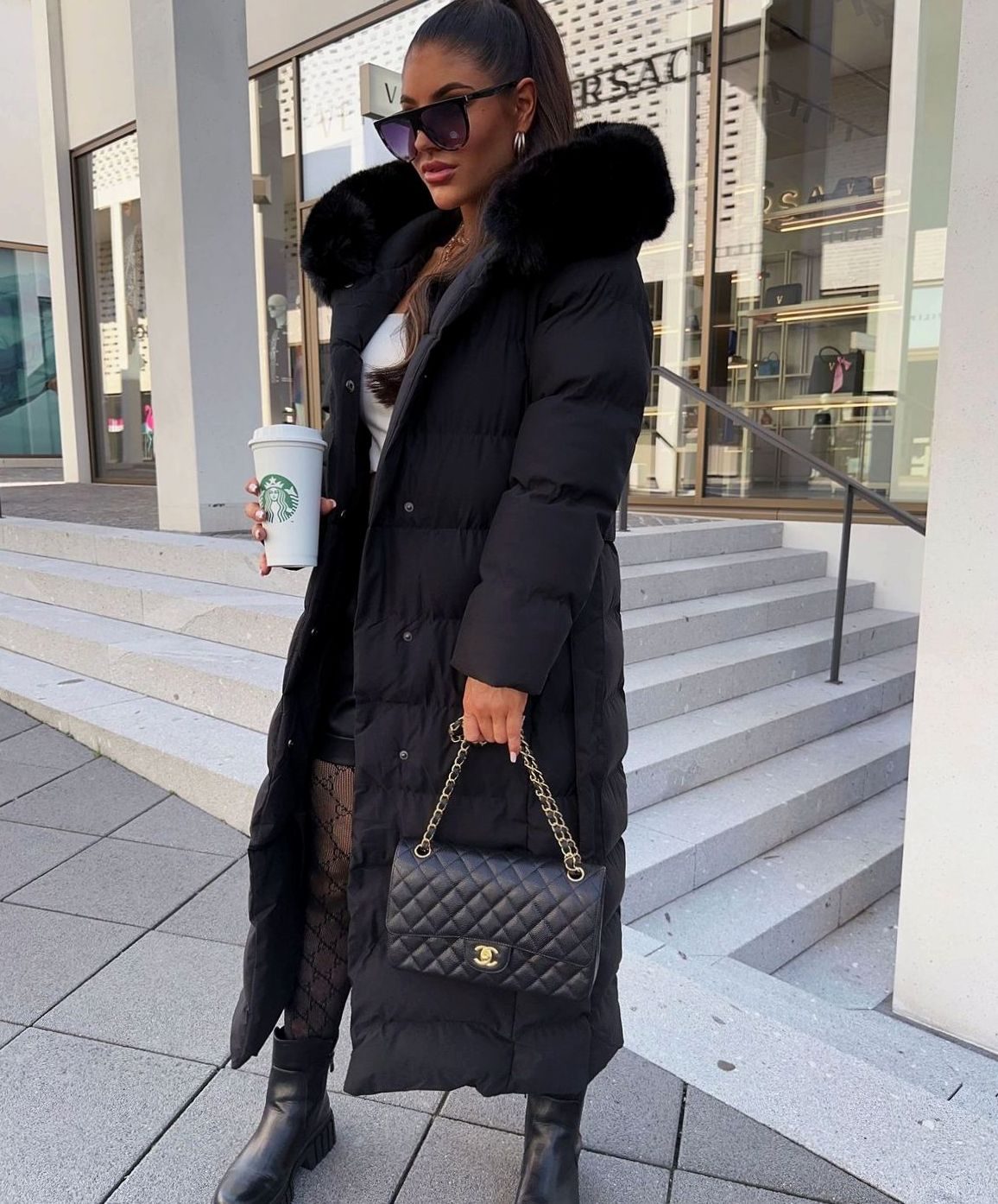 Women's Long Belted Fur-Hood Puffer Coats Maxi Winter Quilted