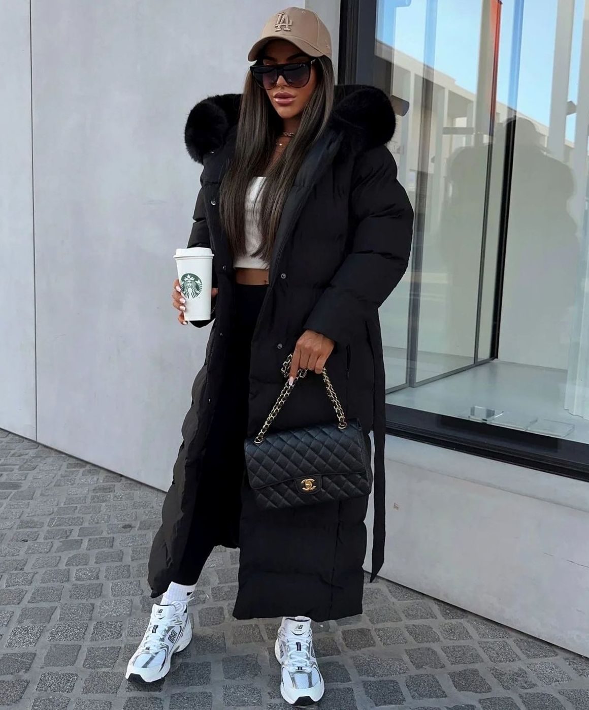 Women's Long Belted Fur-Hood Puffer Coats Maxi Winter Quilted