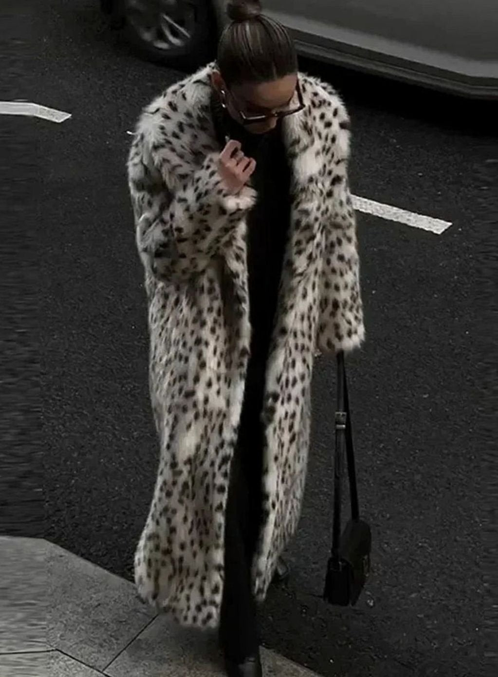 Women's Long Leopard Print Faux Fur Coat
