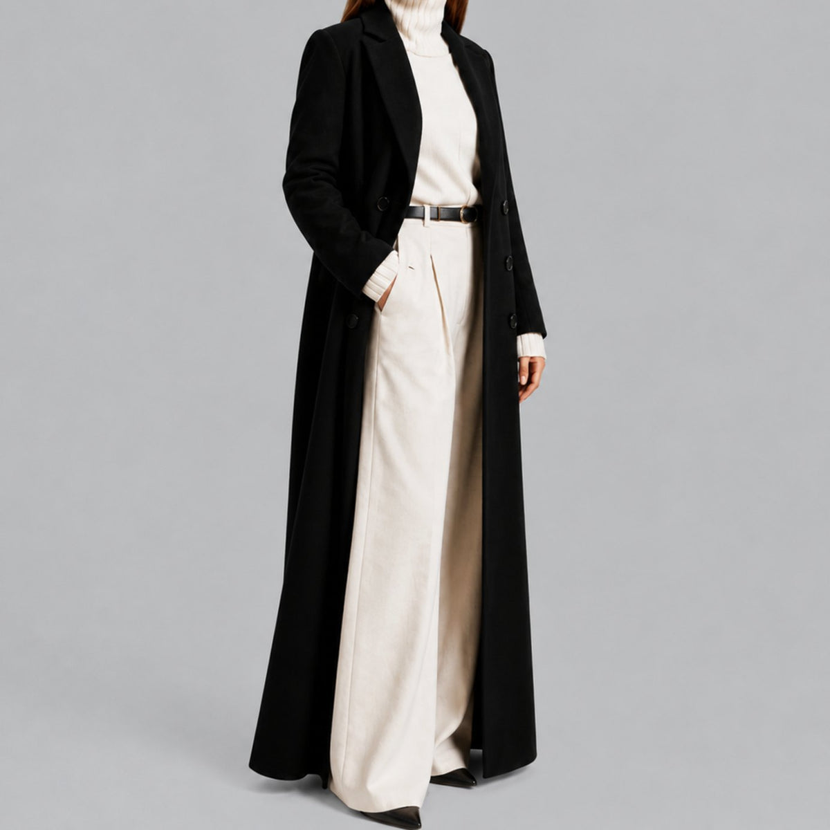 Women's Longline Warm Double Breasted Wool Coat