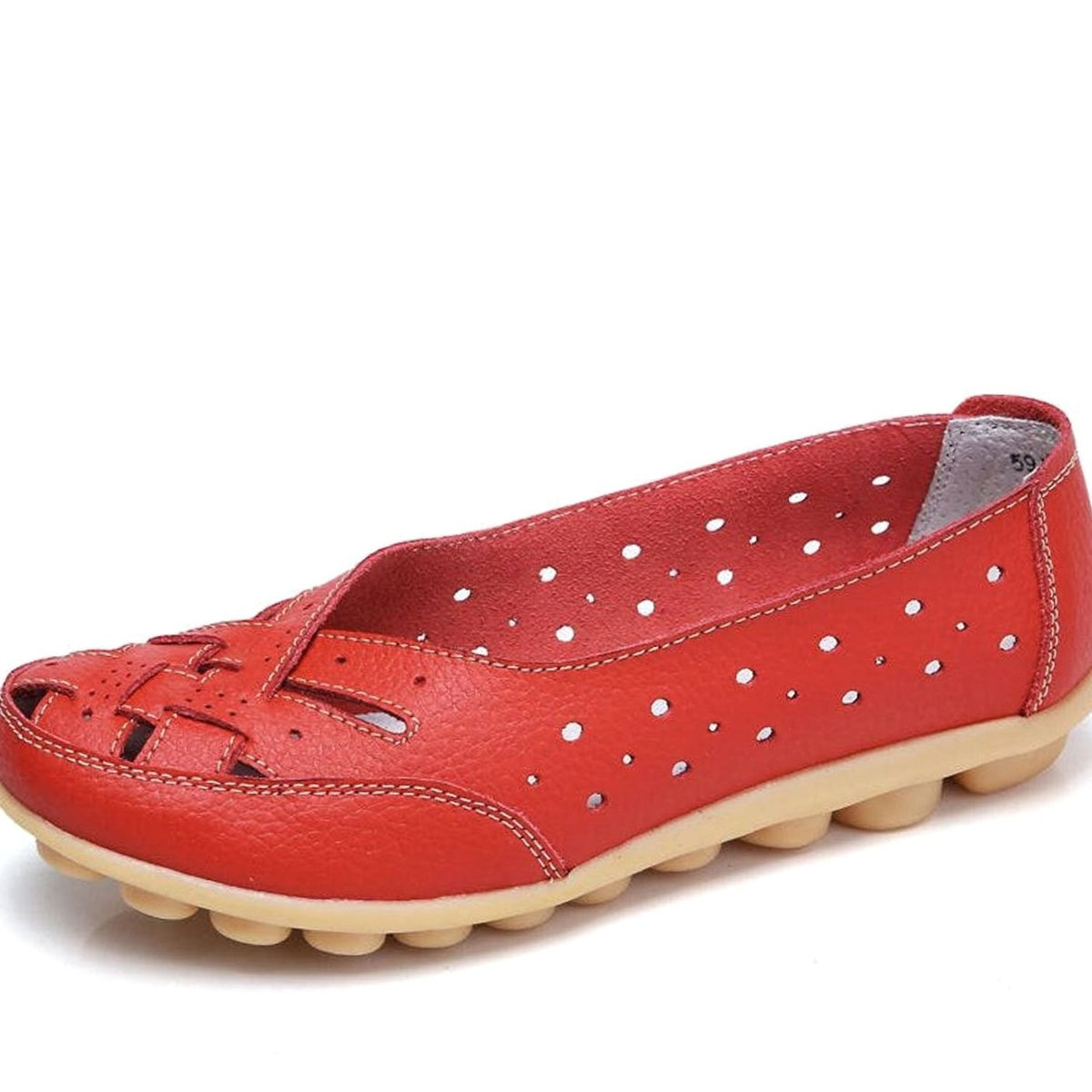 Women's Microfibre Leather Cut-Out Slip-On Flat Loafers