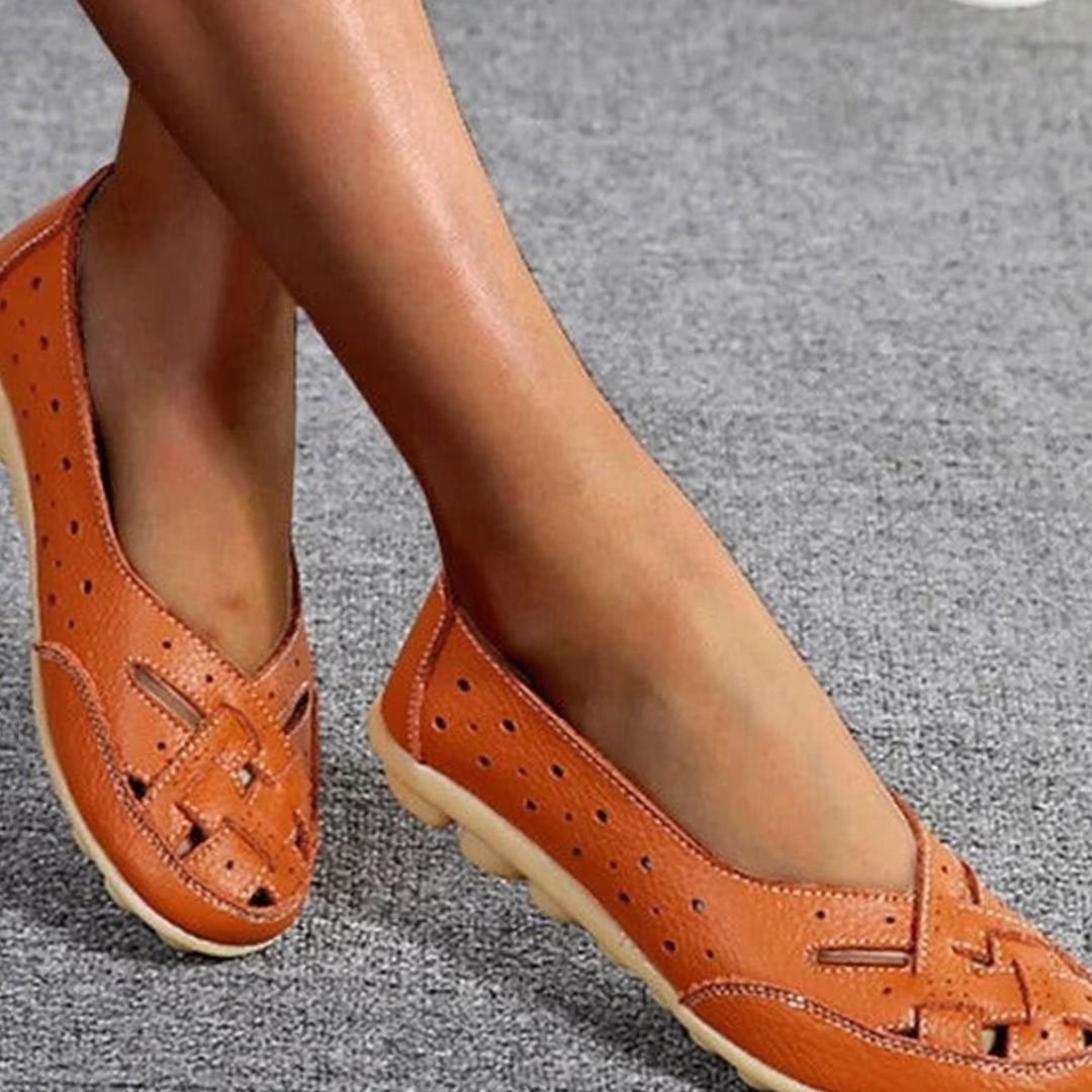 Women's Microfibre Leather Cut-Out Slip-On Flat Loafers