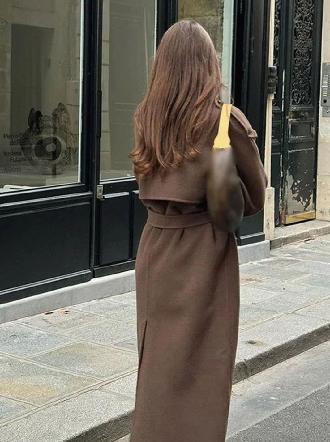 Women's Mid-Length Belted Wool-Look Button-Up Coat