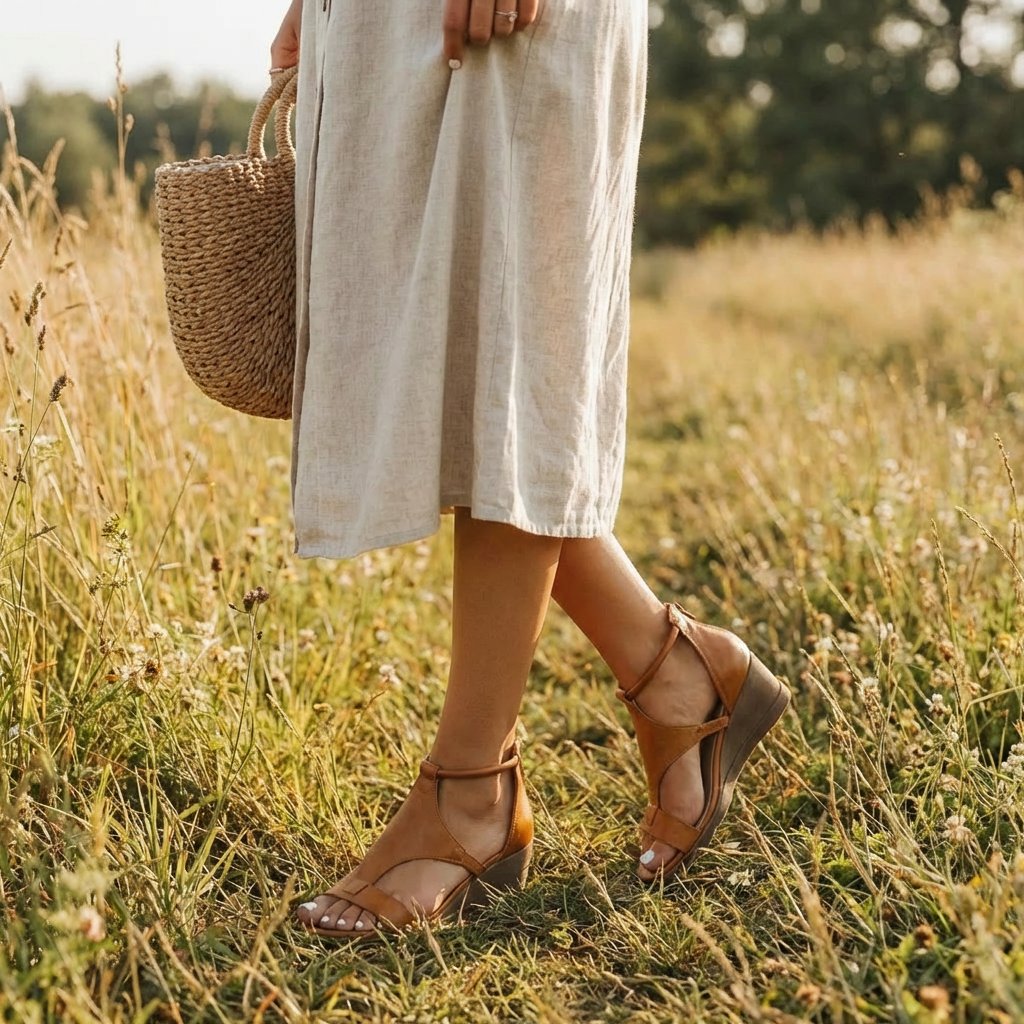 Women's Open-Toe Ankle-Strap Wedge Sandals