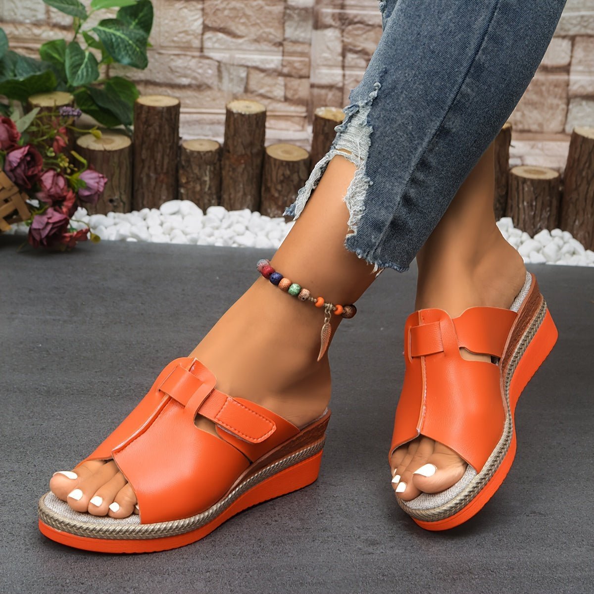Women's Open-Toe Velcro Wedge Comfortable Sandals