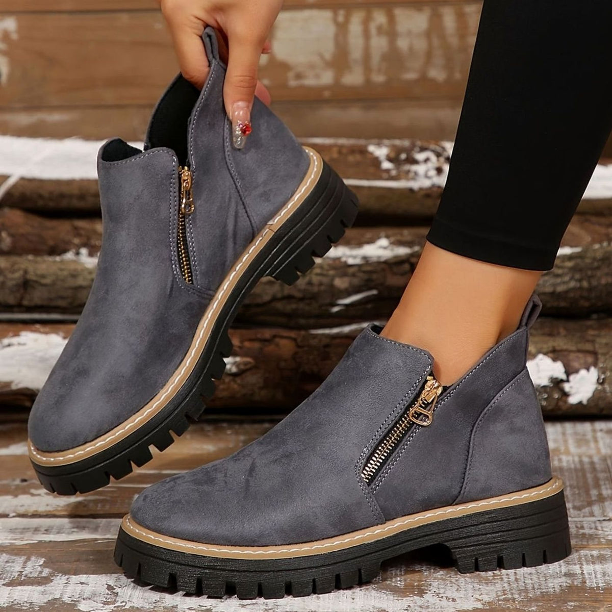 Women's Orthopedic Ankle Boots Leopard Print Side-Zip Booties Orthopaedic