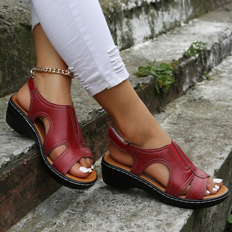 Women's Orthopedic Arch-Support Wedge Leather Sandals